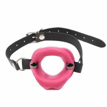 House Of Dasein Open Mouth Rubber Lips Gag Slave Training Bondage Restraints - Pink