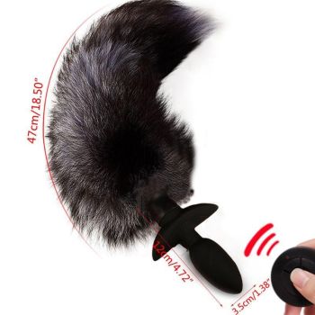 House Of Dasein Rechargeable Vibrating Fox Tail Anal Plug - Grey