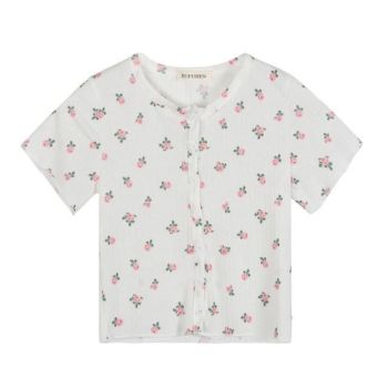 House Of Dasein Little Flower Summery Crop Top With Buttons Shirt Women - S