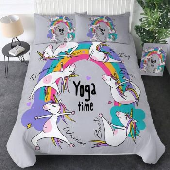 House Of Dasein Rainbow Yoga Time Quilt Cover 3Pcs Set Bedroom Dcor Littles - Rainbow - Single