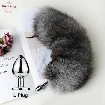 House Of Dasein Fluffy Soft Faux Fur Puppy Kitten Fox Tail Anal Bdsm Cosplay Butt Plug - Grey - L