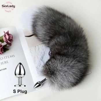 House Of Dasein Fluffy Soft Faux Fur Puppy Kitten Fox Tail Anal Bdsm Cosplay Butt Plug - Grey - S