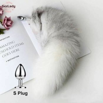 House Of Dasein Fluffy Soft Faux Fur Puppy Kitten Fox Tail Anal Bdsm Cosplay Butt Plug - White - S