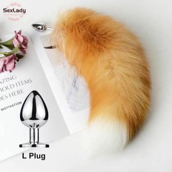 House Of Dasein Fluffy Soft Faux Fur Puppy Kitten Fox Tail Anal Bdsm Cosplay Butt Plug - Yellow - L