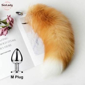 House Of Dasein Fluffy Soft Faux Fur Puppy Kitten Fox Tail Anal Bdsm Cosplay Butt Plug - Yellow - M