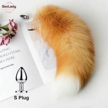 House Of Dasein Fluffy Soft Faux Fur Puppy Kitten Fox Tail Anal Bdsm Cosplay Butt Plug - Yellow - S