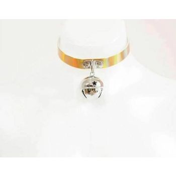 House Of Dasein Kitten Bell Collar Punk Goth Choker Necklace Bdsm Bondage Accessories - Yellow