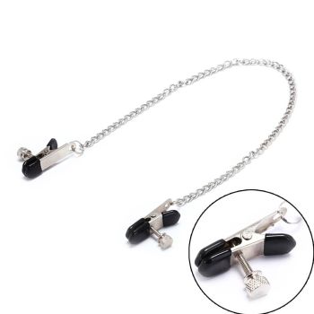 House Of Dasein Stainless Steel Metal Chain Nipple Clamps Bdsm Bondage Restraints Kink - Silver