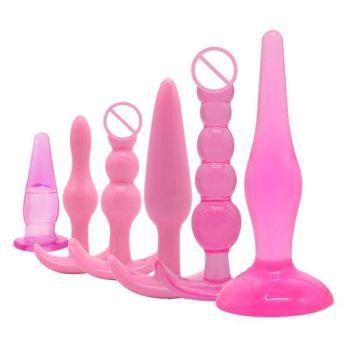 House Of Dasein Pink 6 Piece Silicone Butt Plug Set Anal Training Kit - Pink