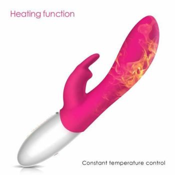 House Of Dasein Pink Silicone Heating Rabbit Vibrator Rechargeable G Spot Clitoris Vibrations Sex Toy - Rose Red