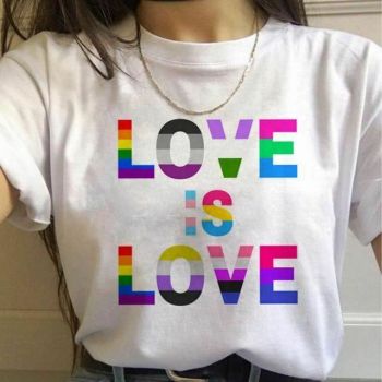 House Of Dasein 17 Designs Gay Pride Rainbow Harajuku Shirts For Women - Rainbow - L - Love Is Love (Rainbow)
