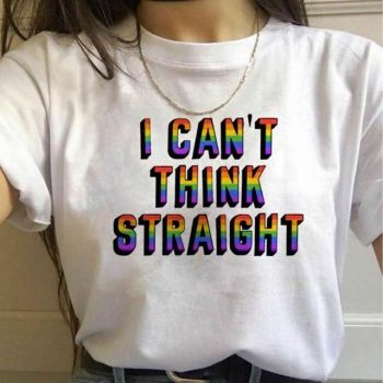 House Of Dasein 17 Designs Gay Pride Rainbow Harajuku Shirts For Women - Rainbow - S - I Can't Think Straight