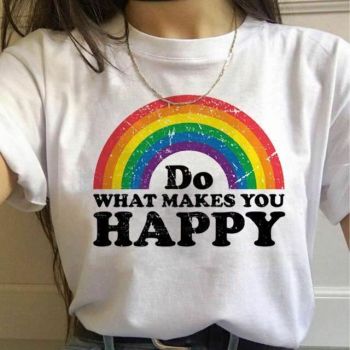 House Of Dasein 17 Designs Gay Pride Rainbow Harajuku Shirts For Women - Rainbow - M - Do What Makes You Happy