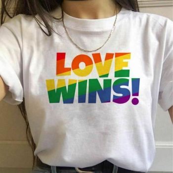 House Of Dasein 17 Designs Gay Pride Rainbow Harajuku Shirts For Women - Rainbow - M - Love Wins