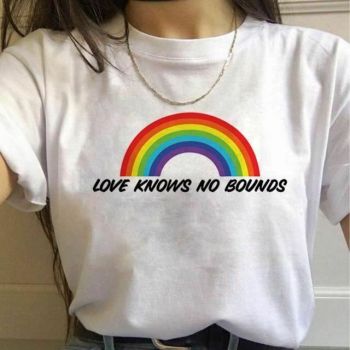 House Of Dasein 17 Designs Gay Pride Rainbow Harajuku Shirts For Women - Rainbow - S - Love Knows No Bounds