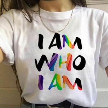 House Of Dasein 17 Designs Gay Pride Rainbow Harajuku Shirts For Women - Rainbow - S - I Am Who I Am