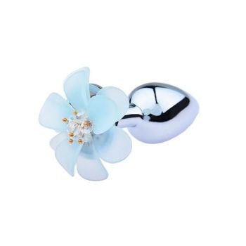 House Of Dasein Pink Blue Flower Pretty Metal Anal Butt Plug For Women Or Men - Blue - Medium