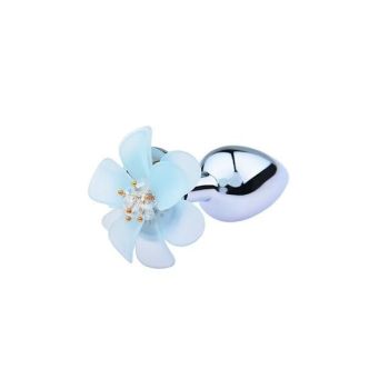 House Of Dasein Pink Blue Flower Pretty Metal Anal Butt Plug For Women Or Men - Blue - Small
