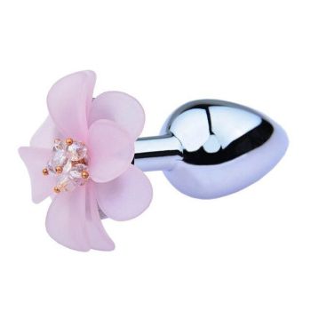 House Of Dasein Pink Blue Flower Pretty Metal Anal Butt Plug For Women Or Men - Pink - Large