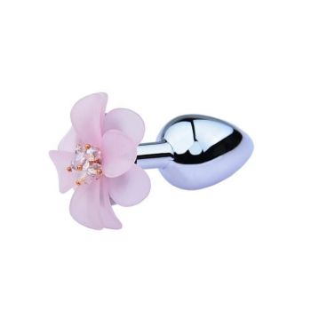 House Of Dasein Pink Blue Flower Pretty Metal Anal Butt Plug For Women Or Men - Pink - Medium