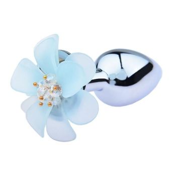 House Of Dasein Pink Blue Flower Pretty Metal Anal Butt Plug For Women Or Men - Blue - Large