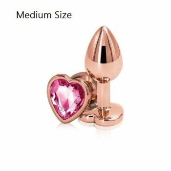 House Of Dasein Rose Gold Metal Butt Plug Jewellery Rhinestone Anal Sex Toys - Pink - M - Heart