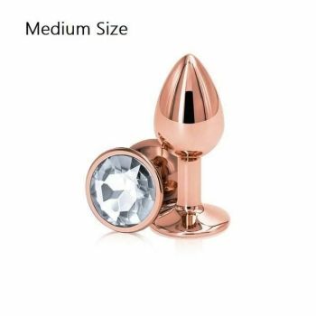 House Of Dasein Rose Gold Metal Butt Plug Jewellery Rhinestone Anal Sex Toys - White - M - Circle