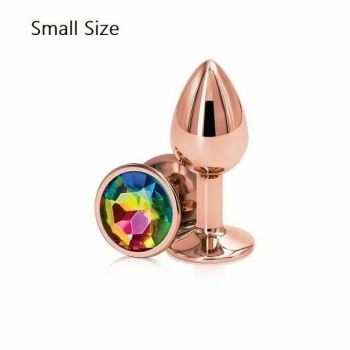 House Of Dasein Rose Gold Metal Butt Plug Jewellery Rhinestone Anal Sex Toys - Rainbow - S - Circle