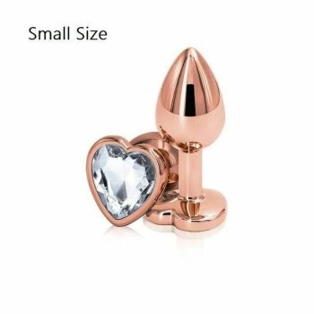 House Of Dasein Rose Gold Metal Butt Plug Jewellery Rhinestone Anal Sex Toys - White - S - Heart