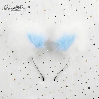 House Of Dasein Sweet Pastel White Faux Fur Fox Cat Puppy Ears Headband Bdsm Cosplay - Blue