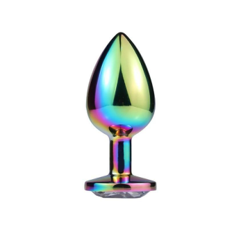 House Of Dasein 3 Sizes Stainless Steel Rainbow Anal Sex Toys Jewel Metal Butt Plug - Rainbow - L