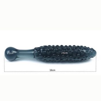 House Of Dasein Black Granules Glass Anal Double Dildo Butt Plug Sex Toy Couples - Black - A (16Cm Long)
