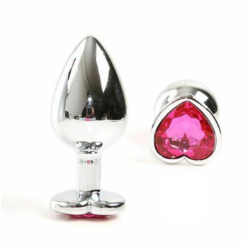 House Of Dasein Pink Heart Crystal Jewel Metal Butt Plug Three Size Mini Vibrator Anal Training - Pink - Large - Plug Only