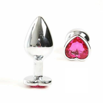 House Of Dasein Pink Heart Crystal Jewel Metal Butt Plug Three Size Mini Vibrator Anal Training - Pink - Medium - Plug Only