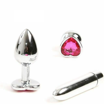 House Of Dasein Pink Heart Crystal Jewel Metal Butt Plug Three Size Mini Vibrator Anal Training - Pink - Small - Plug With Vibrator