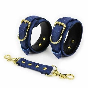 House Of Dasein Five Colours Faux Leather Comfortable Handcuffs Bdsm Bondage Sex Toys - Blue