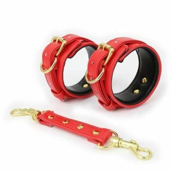 House Of Dasein Five Colours Faux Leather Comfortable Handcuffs Bdsm Bondage Sex Toys - Red