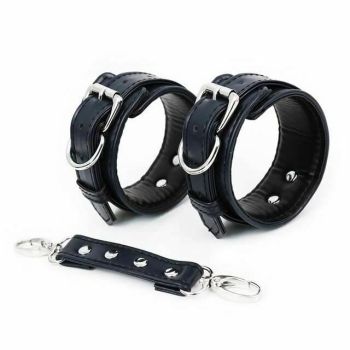 House Of Dasein Five Colours Faux Leather Comfortable Handcuffs Bdsm Bondage Sex Toys - Black/Silver