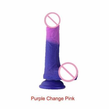 House Of Dasein Temperature Colour Changing Realistic Silicone Dildo Sex Toy - Purple Change Pink