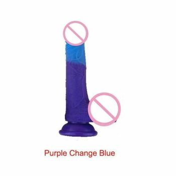 House Of Dasein Temperature Colour Changing Realistic Silicone Dildo Sex Toy - Purple Change Blue