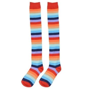 House Of Dasein Pastel Rainbow Thigh Highs - Darker Rainbow