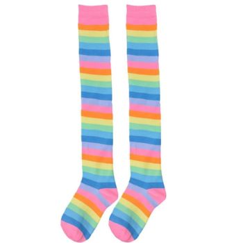 House Of Dasein Pastel Rainbow Thigh Highs - Pastel Rainbow