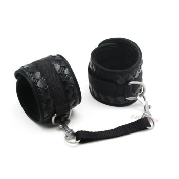 House Of Dasein Black Faux Leather Handcuff Bdsm Restraints - Black