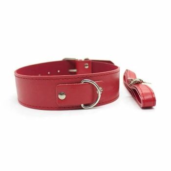 House Of Dasein Collar Leash Leather Harness Pink Red Black Bondage Bdsm Kink Fetish - Red