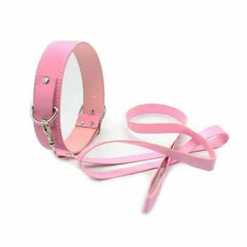 House Of Dasein Collar Leash Leather Harness Pink Red Black Bondage Bdsm Kink Fetish - Pink