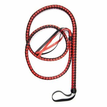 House Of Dasein Black Red Snake Whip 210Cm Impact Play Spanking Bondage Kink Fetish - Black Red