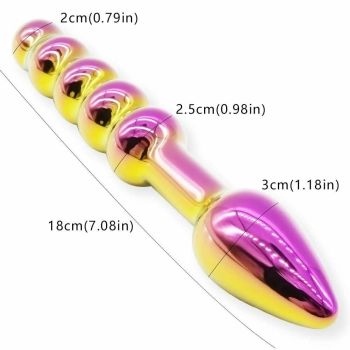 House Of Dasein 18Cm Pretty Glass Double Ended Anal Beads Dildo Butt Plug - Gold