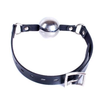House Of Dasein 42Mm Stainless Steel Ball Gag With Faux Leather Harness Bondage Toys Black - Black - Type B - Single Strap