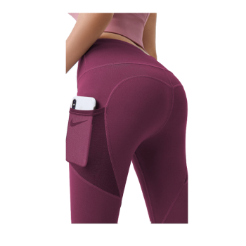 Hod Health & Home High Waist Tummy Control Yoga Leggings With Pocket For Women - Red - M