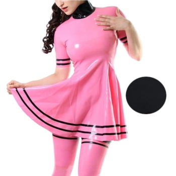 House Of Dasein Women Latex Rubber Solid Colour Dress Back Zip Custom Handmade Clothing - Solid Black - Xxl